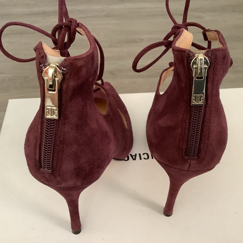 Ivanka Trump Burgundy Lace-Up Heels - Picture 3 of 7